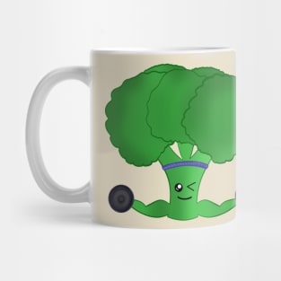 Weight Lifting Kawaii Broccoli Mug